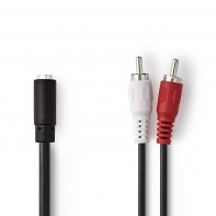 NEDIS CAGP22255BK02 NEDAU034229 Adaptateur (x1) Jack stéreo F/2 RCA M 3.5mm doré