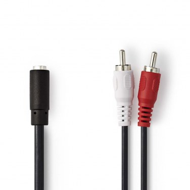 NEDIS CAGP22255BK02 NEDAU034229 Adaptateur (x1) Jack stéreo F/2 RCA M 3.5mm doré
