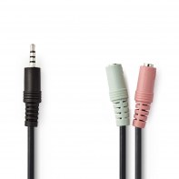 NEDIS CAGP22150BK02 NEDAU035104 Adap Jack (3 contacts) - 2 RCA (HP+MIC) MF 0.2m