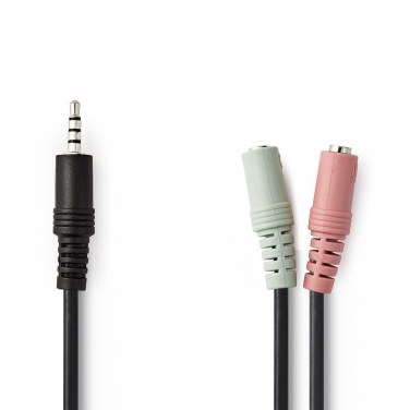NEDIS CAGP22150BK02 NEDAU035104 Adap Jack (3 contacts) - 2 RCA (HP+MIC) MF 0.2m