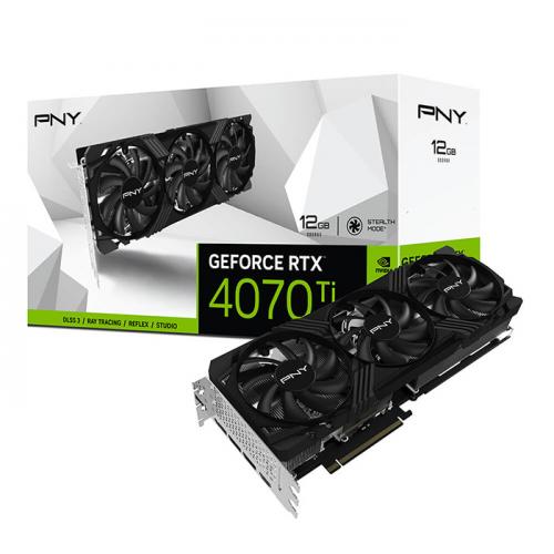 PNY VCG4070T12TFXPB1 PNYCV041164 PNY RTX 4070 TI 12GB VERTO LED TRIPLE FAN - 12Go GDDR6X - 2610MHz - HDMI - 3x DP