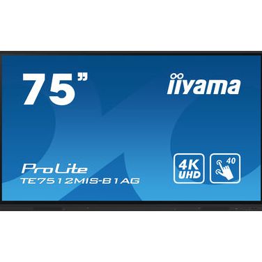 IIYAMA TE7512MIS-B1AG IIYEC041092 74,5p-Tact 4K IPS 8ms 400cd/m² 1xVGA-3xHDMI 5xUSB USB-C 2xRJ45 RS232C 2x10W Remo