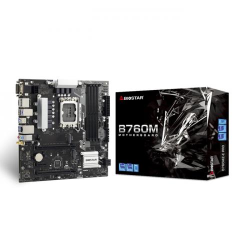 BIOSTAR B760MZ-E PRO BIOCM041417 BIOSTAR B760MZ-E PRO - MATX - LGA 1700 - 4x DDR5 - 2x PCIE X16 - HDMI - DP - VGA