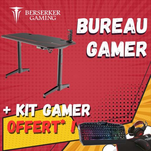 46407+36958 - Lot Bureau Gamer (46407) + pack CLavier+Souris+TAPIS+CASQUE RGB (36958) offert