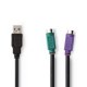 NEDIS CCGP60830BK03 NEDUS032778 Adaptateur USB vers 2 PS/2 15cm