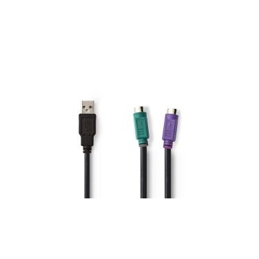 NEDIS CCGP60830BK03 NEDUS032778 Adaptateur USB vers 2 PS/2 15cm